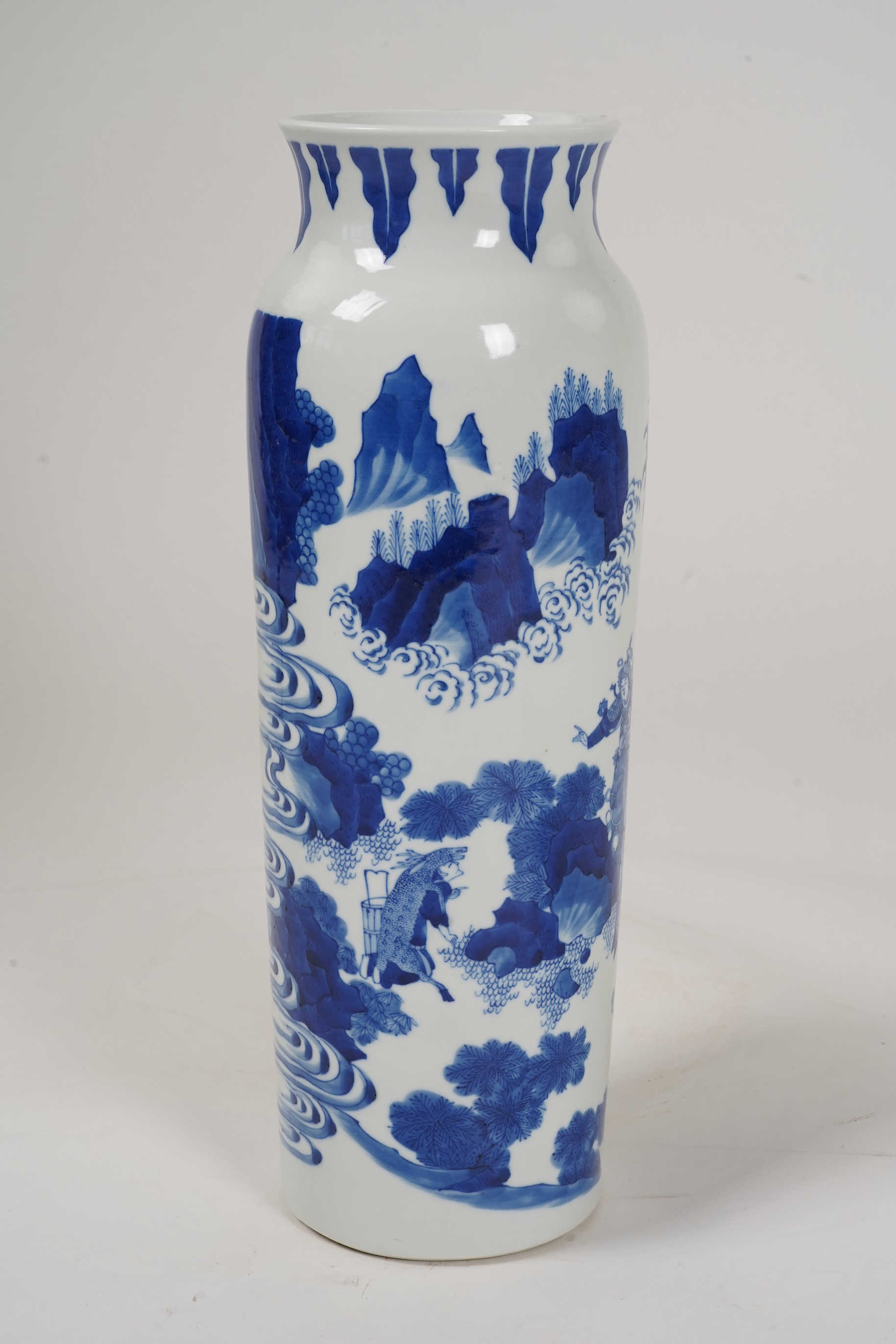 A Chinese blue and white ‘Tan Zi’ rolwagen vase, probably Chongzhen period (1627-1644)